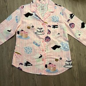 Nick and Nora Women’s Cotton, size M Pink Tea Party Print Pajama Top